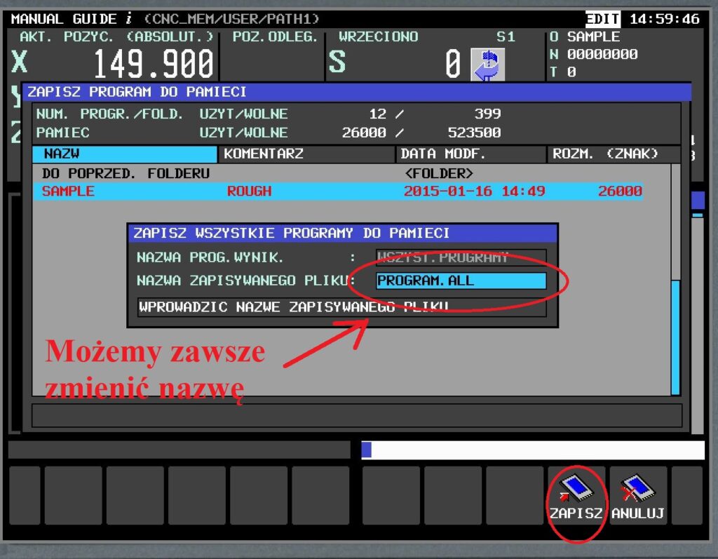 fanuc outputting by filr name